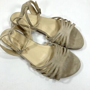 MARCHEZ VOUS Women's Suede Sandals Sz 9 Made in Italy Ankle Cage Strap Flats